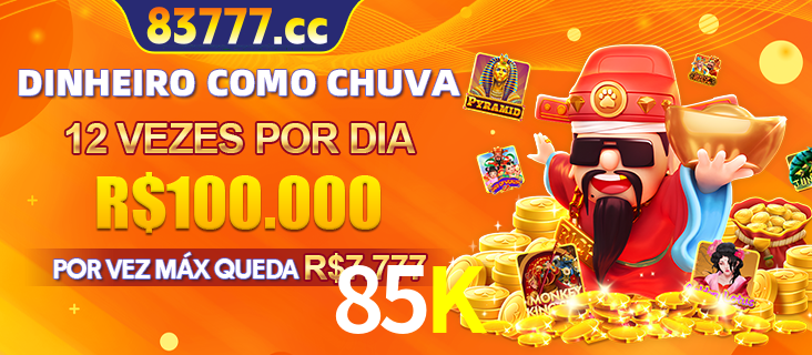 Banner do programa de recompensas Recomende para amigos do 85K, detalhando os bônus por convidar amigos, com prêmios que chegam a R$288.888.