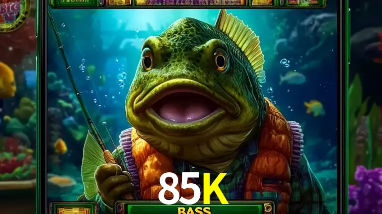 Personagem de peixe pescador do popular jogo de slot com tema de pescaria, uma das emocionantes opções de caça-níqueis para jogar e ganhar no cassino 85K.